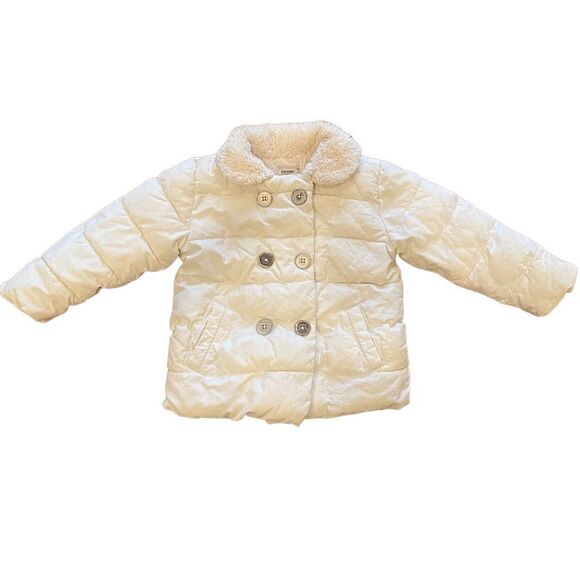 Old Navy Puffer Pea Coat Cream Size 4T - Picture 1 of 8